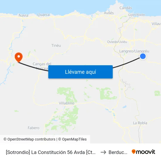 [Sotrondio]  La Constitución 56 Avda [Cta 00448] to Berducedo map