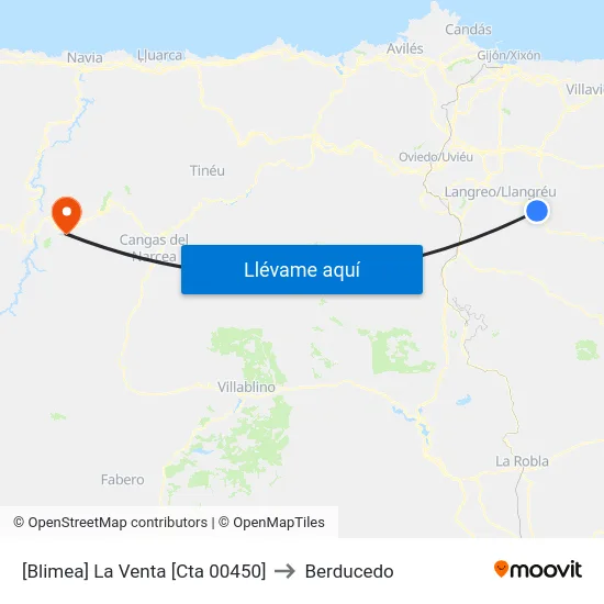 [Blimea]  La Venta [Cta 00450] to Berducedo map