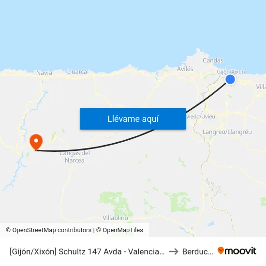 [Gijón/Xixón]  Schultz 147 Avda - Valencia [Cta 00787] to Berducedo map