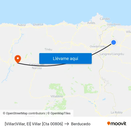 [Villar|Villar, El]  Villar [Cta 00806] to Berducedo map