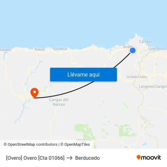 [Overo]  Overo [Cta 01066] to Berducedo map