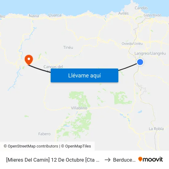 [Mieres Del Camín]  12 De Octubre [Cta 01127] to Berducedo map