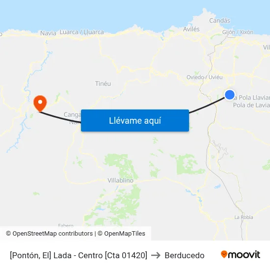 [Pontón, El]  Lada - Centro [Cta 01420] to Berducedo map