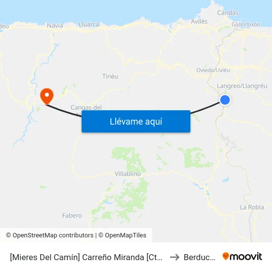 [Mieres Del Camín]  Carreño Miranda [Cta 01589] to Berducedo map