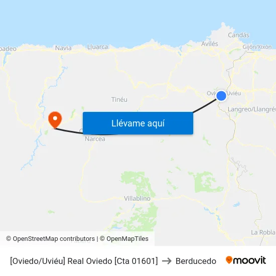 [Oviedo/Uviéu]  Real Oviedo [Cta 01601] to Berducedo map