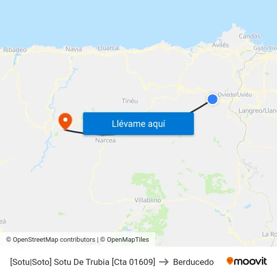 [Sotu|Soto]  Sotu De Trubia [Cta 01609] to Berducedo map