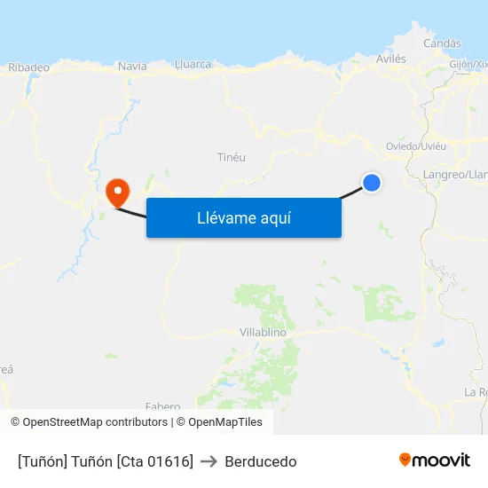 [Tuñón]  Tuñón [Cta 01616] to Berducedo map