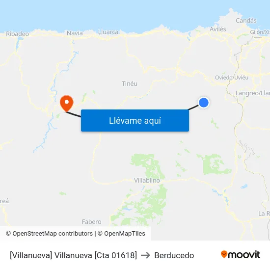 [Villanueva]  Villanueva [Cta 01618] to Berducedo map
