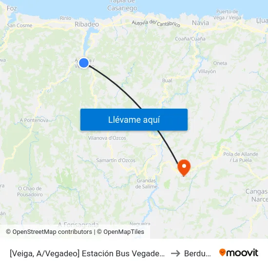 [Veiga, A/Vegadeo]  Estación Bus Vegadeo [Cta 01702] to Berducedo map