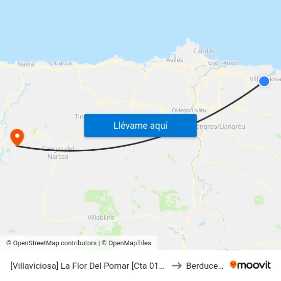 [Villaviciosa]  La Flor Del Pomar [Cta 01834] to Berducedo map