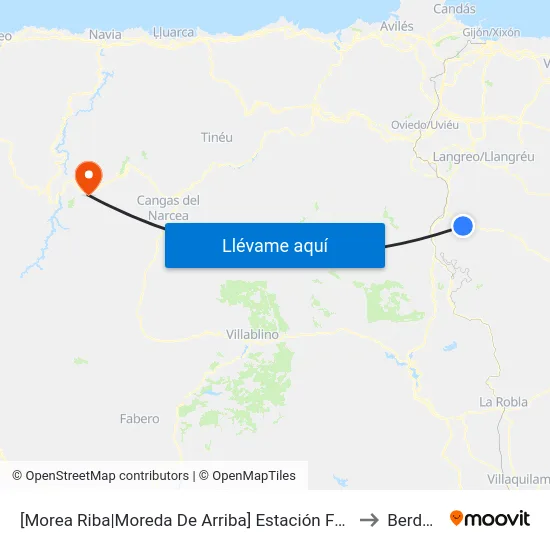 [Morea Riba|Moreda De Arriba]  Estación Feve Moreda [Cta 02351] to Berducedo map