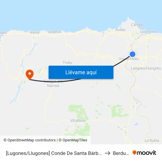 [Lugones/Llugones]  Conde De Santa Bárbara 12 [Cta 02470] to Berducedo map