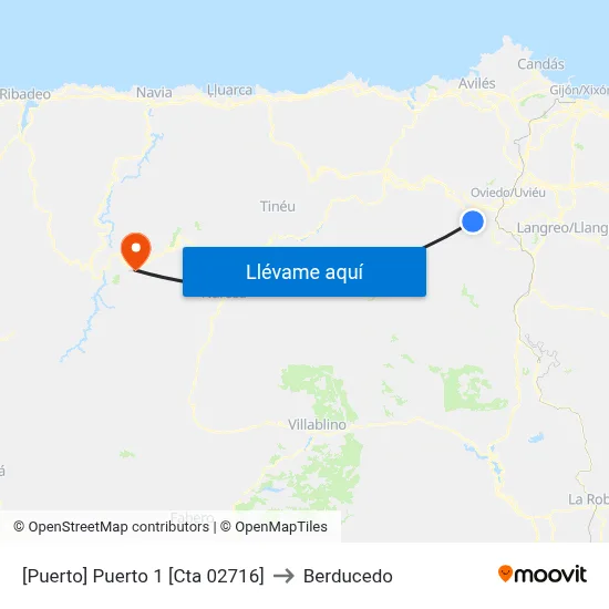 [Puerto]  Puerto 1 [Cta 02716] to Berducedo map
