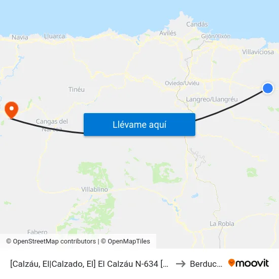 [Calzáu, El|Calzado, El]  El Calzáu N-634 [Cta 03116] to Berducedo map
