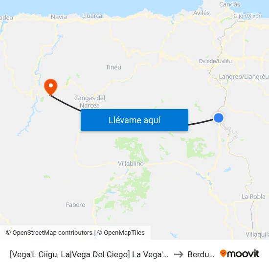 [Vega'L Ciigu, La|Vega Del Ciego]  La Vega'L Ciigu [Cta 03170] to Berducedo map