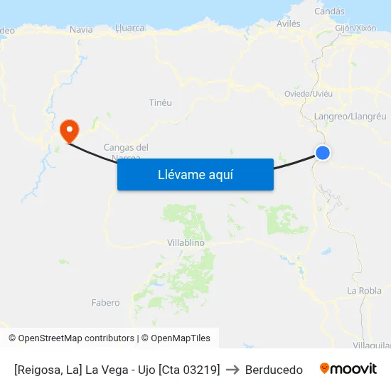 [Reigosa, La]  La Vega - Ujo [Cta 03219] to Berducedo map
