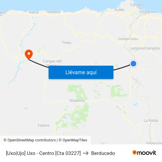 [Uxo|Ujo]  Uxo - Centro [Cta 03227] to Berducedo map