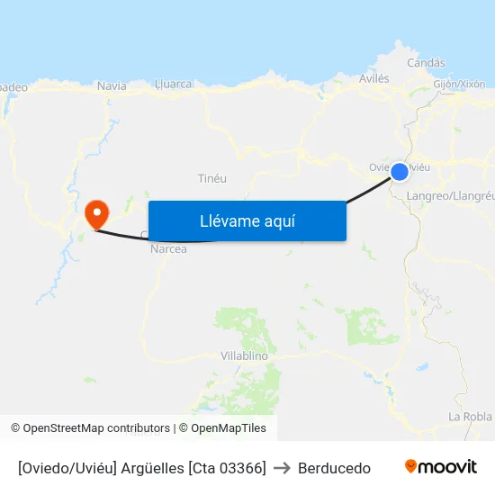 [Oviedo/Uviéu]  Argüelles [Cta 03366] to Berducedo map