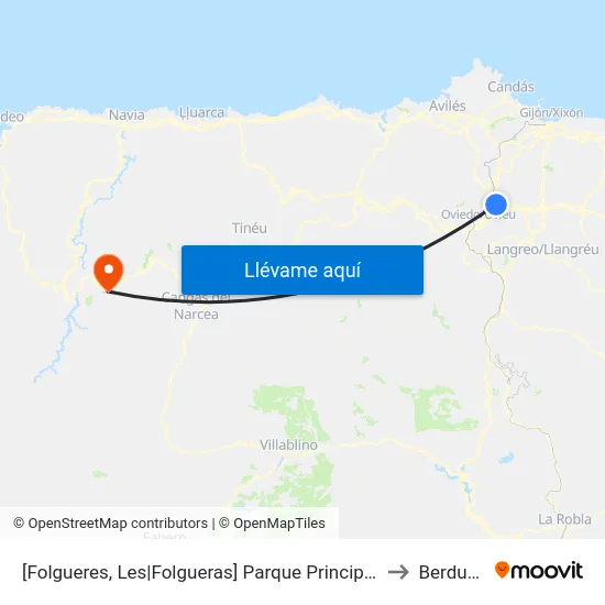 [Folgueres, Les|Folgueras]  Parque Principado [Cta 03483] to Berducedo map