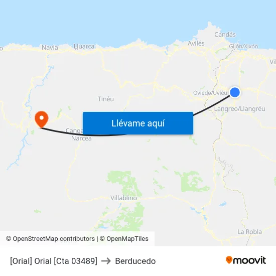 [Orial]  Orial [Cta 03489] to Berducedo map