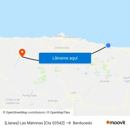 [Llanes]  Las Malvinas [Cta 03542] to Berducedo map