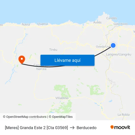 [Meres]  Granda Este 2 [Cta 03569] to Berducedo map