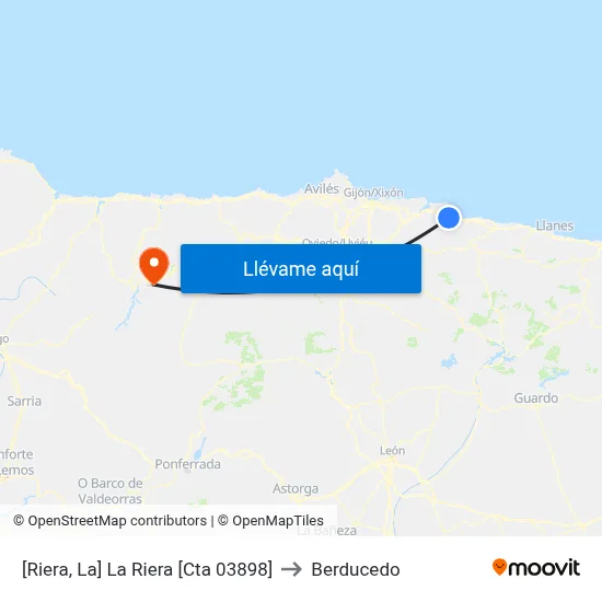 [Riera, La]  La Riera [Cta 03898] to Berducedo map