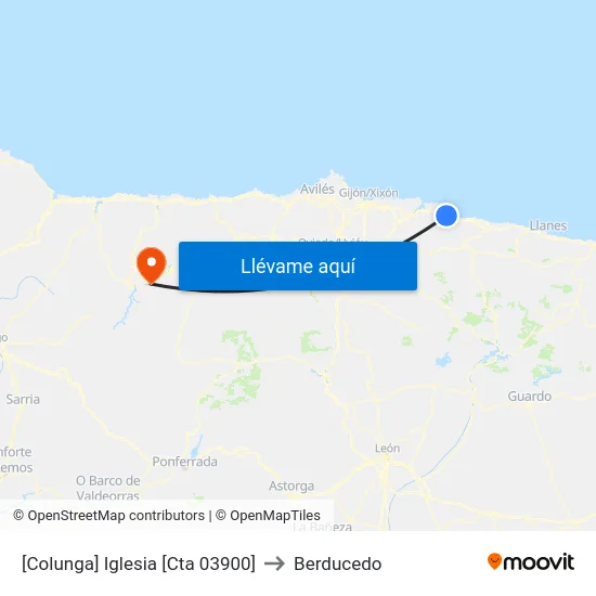 [Colunga]  Iglesia [Cta 03900] to Berducedo map