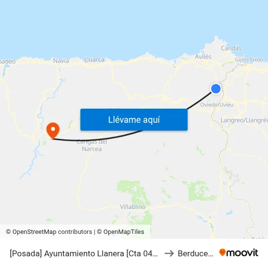 [Posada]  Ayuntamiento Llanera [Cta 04141] to Berducedo map