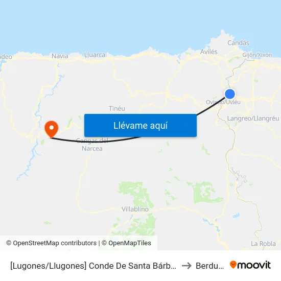 [Lugones/Llugones]  Conde De Santa Bárbara 12 [Cta 04151] to Berducedo map