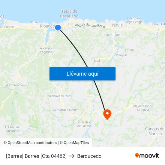 [Barres]  Barres [Cta 04462] to Berducedo map