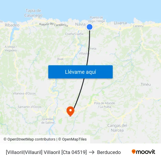 [Villaoril|Villauril]  Villaoril [Cta 04519] to Berducedo map