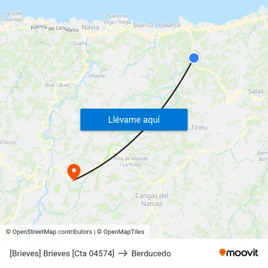 [Brieves]  Brieves [Cta 04574] to Berducedo map