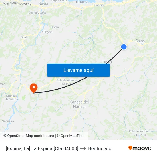 [Espina, La]  La Espina [Cta 04600] to Berducedo map