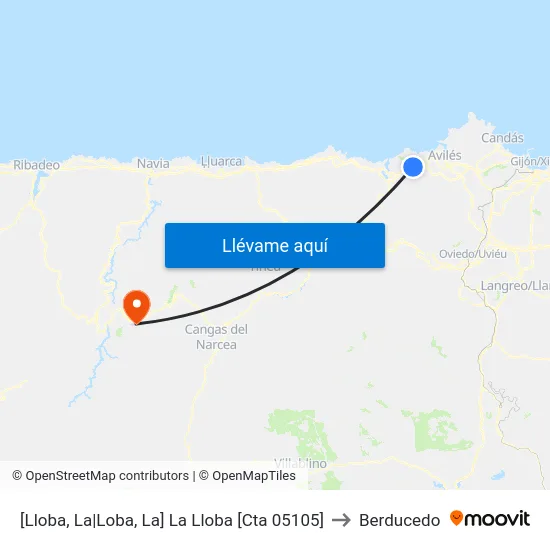 [Lloba, La|Loba, La]  La Lloba [Cta 05105] to Berducedo map