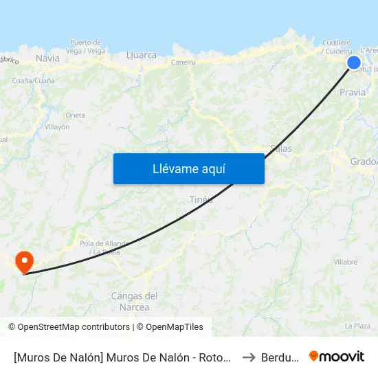 [Muros De Nalón]  Muros De Nalón - Rotonda [Cta 05143] to Berducedo map