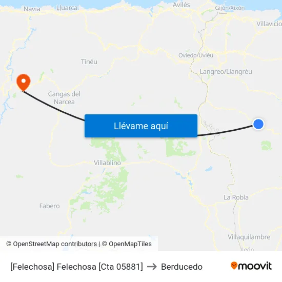 [Felechosa]  Felechosa [Cta 05881] to Berducedo map