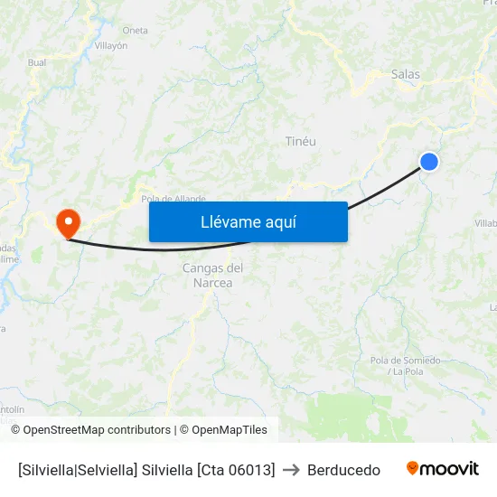 [Silviella|Selviella]  Silviella [Cta 06013] to Berducedo map