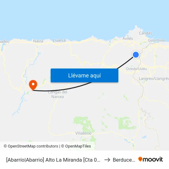 [Abarrío|Abarrio]  Alto La Miranda [Cta 06250] to Berducedo map