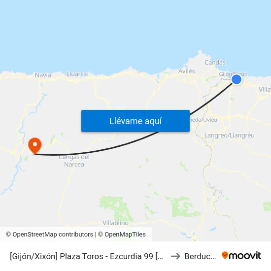 [Gijón/Xixón]  Plaza Toros - Ezcurdia 99 [Cta 06582] to Berducedo map