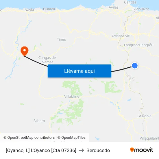 [Oyanco, L']  L'Oyanco [Cta 07236] to Berducedo map