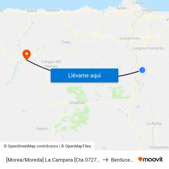 [Morea/Moreda]  La Campera [Cta 07277] to Berducedo map