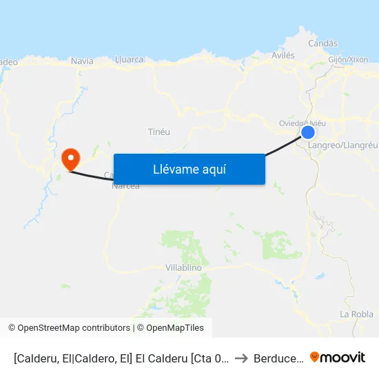 [Calderu, El|Caldero, El]  El Calderu [Cta 07465] to Berducedo map