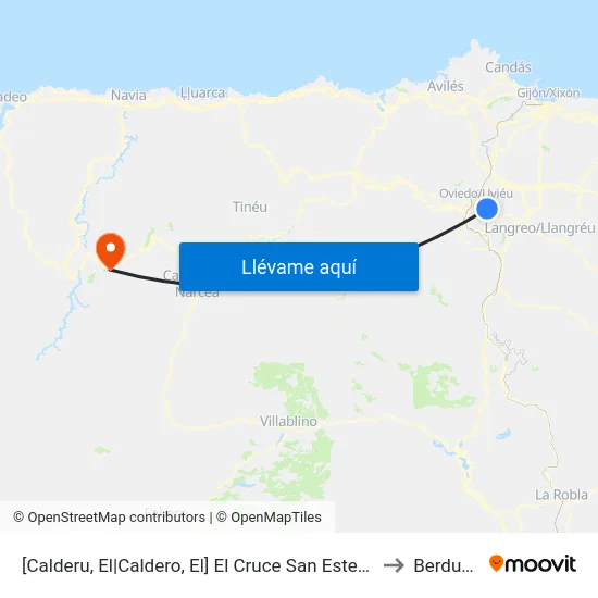 [Calderu, El|Caldero, El]  El Cruce San Esteban [Cta 07467] to Berducedo map