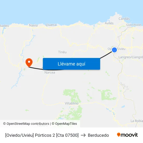 [Oviedo/Uviéu]  Pórticos 2 [Cta 07500] to Berducedo map