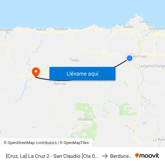 [Cruz, La]  La Cruz 2 - San Claudio [Cta 07517] to Berducedo map