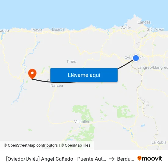 [Oviedo/Uviéu]  Angel Cañedo - Puente Autopista [Cta 07575] to Berducedo map