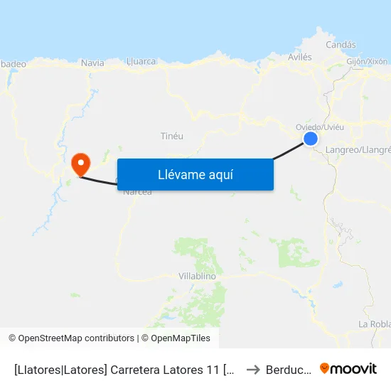 [Llatores|Latores]  Carretera Latores 11 [Cta 07608] to Berducedo map