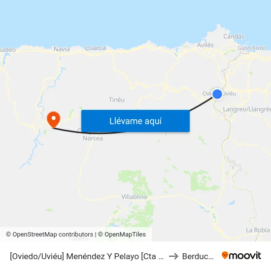 [Oviedo/Uviéu]  Menéndez Y Pelayo [Cta 07677] to Berducedo map