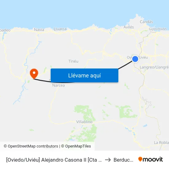 [Oviedo/Uviéu]  Alejandro Casona II [Cta 07685] to Berducedo map